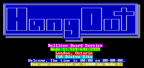 HangOut BBS Welcome Screen