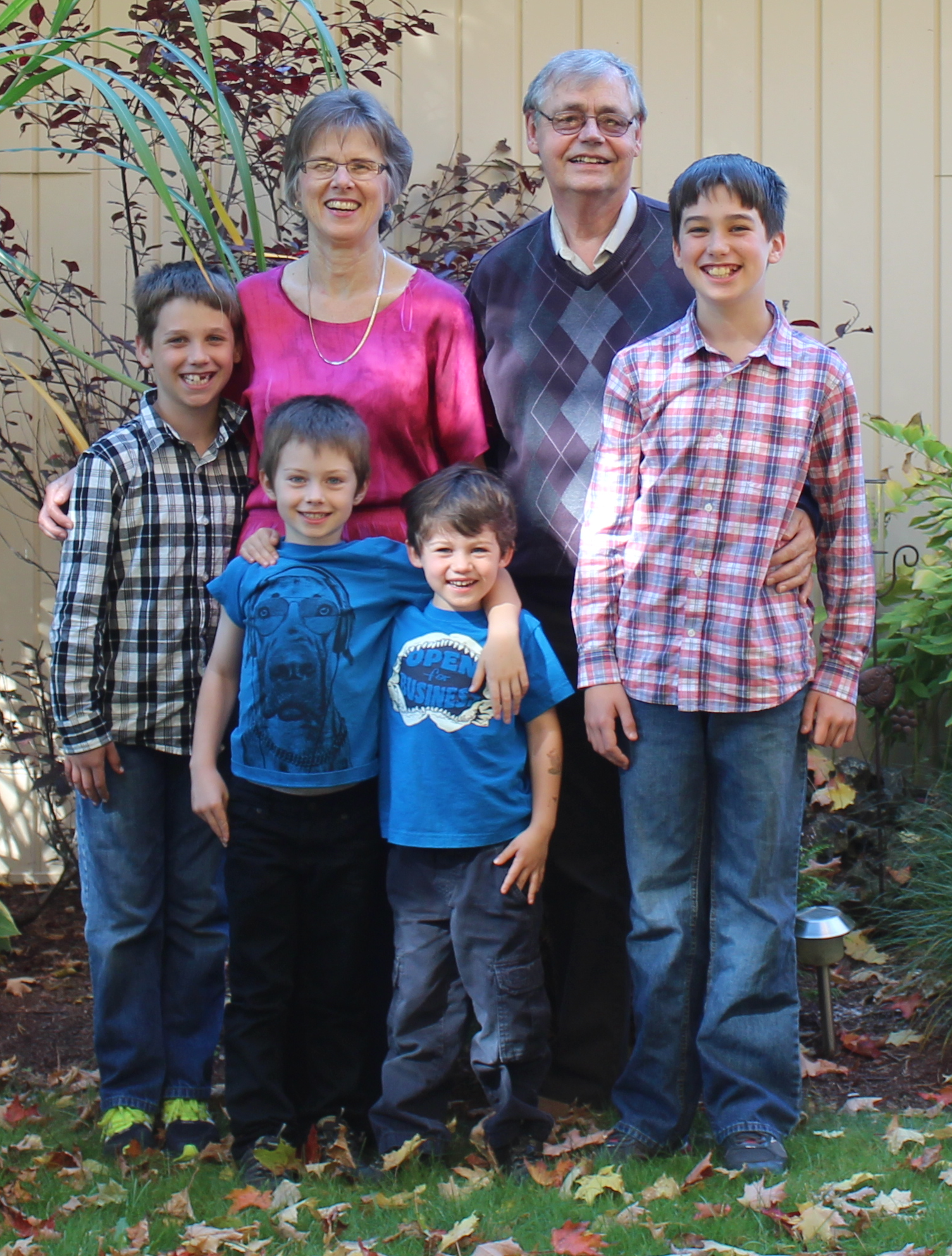 Grandma, Grandpa and four Grandsons