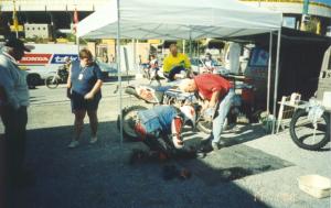 Bruce changing a tire, end of Day 2